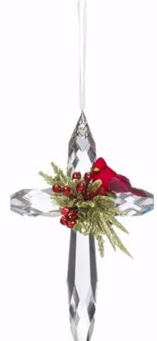 661371935317 Mistletoe Krystal Cardinal Cross (Ornament)