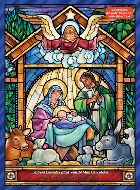 871241000957 Stained Glass Nativity Chocolate Advent Calendar