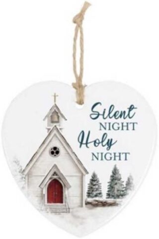 096069777298 Silent Night Holy Night Heart (Ornament)